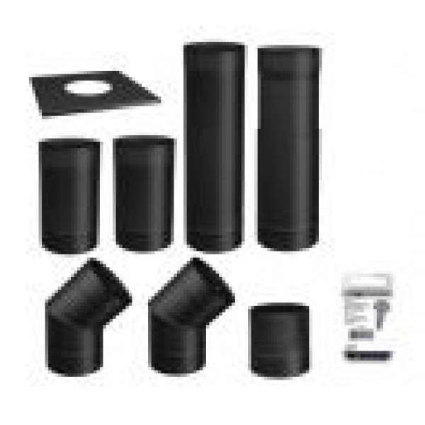 6''Ø BLACK SINGLE WALL PIPE KIT - TO THE WALL