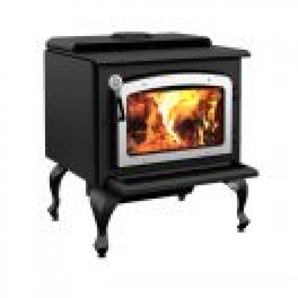 ESCAPE 1800 WOOD STOVE ON LEGS - BRUSHED NICKEL DOOR