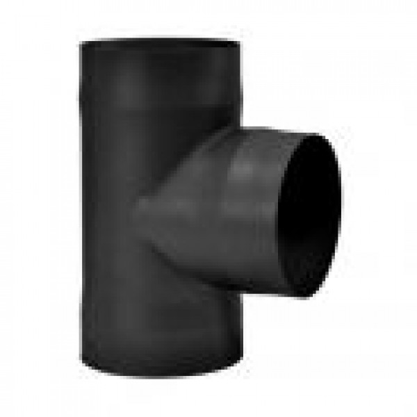 TEE WITH CAP SINGLE WALL BLACK PIPE - 6''Ø