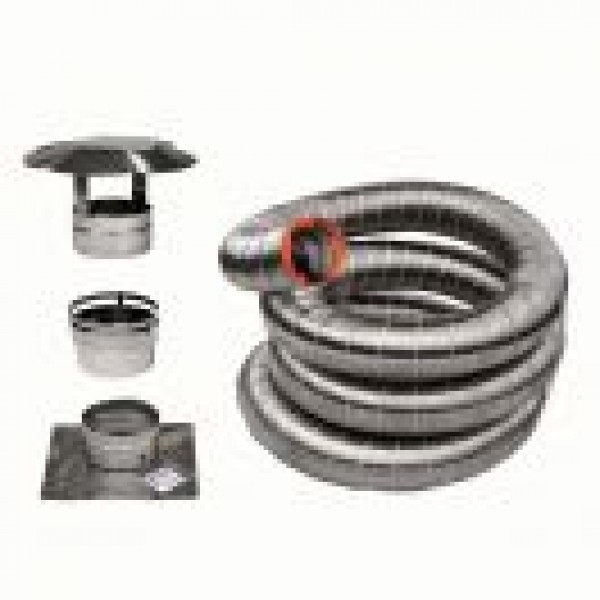 ENSEMBLE DE GAINE FLEXIBLE INOX VORTEX 6"Ø X 25' POUR ENCASTRABLE