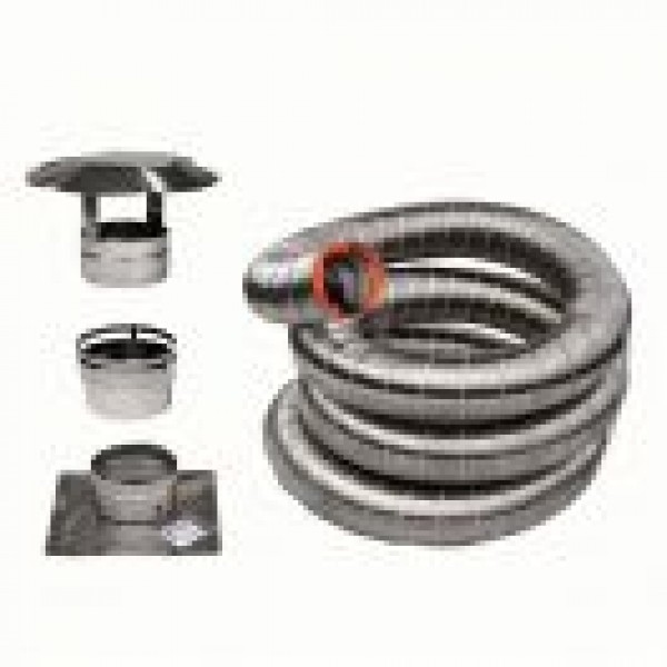 ENSEMBLE DE GAINE FLEXIBLE INOX VORTEX 5"Ø X 25' POUR ENCASTRABLE