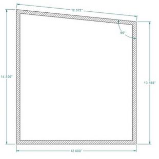 12" X 13 3/16" X 14 1/2" RIGHT REPLACEMENT GLASS WITH GASKET 