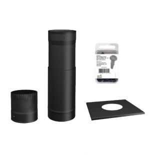 6''Ø BLACK SINGLE WALL PIPE KIT - TO THE CEILING 