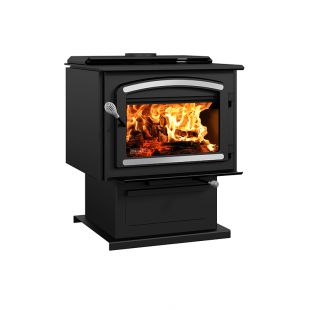 ESCAPE 2100 WOOD STOVE WITH BRUSHED NICKEL TRIMS 