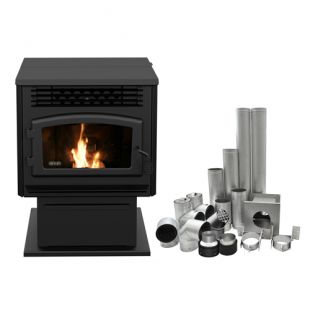 ECO-55 PELLET STOVE WITH 4" BASEMENT VENTING KIT 