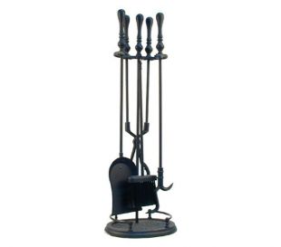 FIREPLACE TOOLSET 5 PIECE LARGE - ALL BLACK 