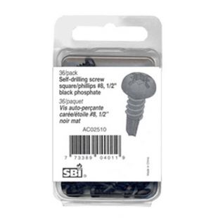 SELF-TAPPING BLACK SCREW SQUARE/PHILLIPS #8 X 1/2" (36/PACK) 