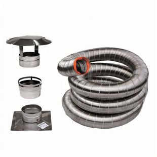 ENSEMBLE DE GAINE FLEXIBLE INOX VORTEX 5"Ø X 25' POUR ENCASTRABLE 